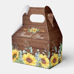 Elegante Sonnenblumen Eukalyptus Florale Hochzeits Geschenkschachtel