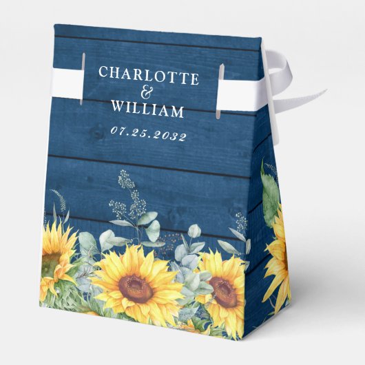 Elegante Sonnenblumen Eukalyptus florales Geschenk Geschenkschachtel (Rückseite)