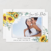 Elegante Sonnenblumen Eukalyptus-FOTO Hochzeit Save The Date (Vorne/Hinten)