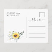 Elegante Sonnenblumen Eukalyptus Graduation Party Ankündigungspostkarte (Rückseite)