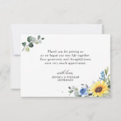 Elegante Sonnenblumen Eukalyptus Grüne Weinroute M Dankeskarte (Rückseite)