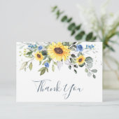 Elegante Sonnenblumen Eukalyptus Grüne Weinroute M Dankeskarte (Stehend Vorderseite)