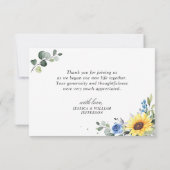 Elegante Sonnenblumen Eukalyptus Grüne Weinroute M Dankeskarte (Rückseite)