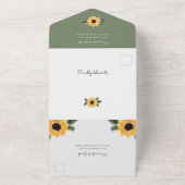 Elegante Sonnenblumen Eukalyptus Hochzeit mit UAWG All In One Einladung (Außenbereich)