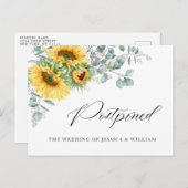 Elegante Sonnenblumen Eukalyptus Hochzeit verschob Postkarte (Vorne/Hinten)