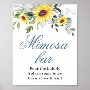 Elegante Sonnenblumen Eukalyptus Mimose Bar Schild