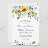 Elegante Sonnenblumen Eukalyptus PROBE DINNER Einladung (Vorderseite)