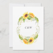 Elegante Sonnenblumen Eukalyptus PROBE DINNER Einladung (Rückseite)