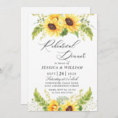Elegante Sonnenblumen Eukalyptus PROBE DINNER Einladung (Vorne/Hinten)