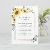 Elegante Sonnenblumen Eukalyptus PROBE DINNER QR Einladung (Stehend Vorderseite)