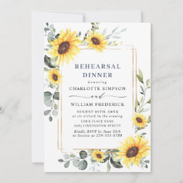 Elegante Sonnenblumen Eukalyptus PROBE DINNER QR Einladung