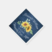 Elegante Sonnenblumen Eukalyptus Rustic Wood Weddi Serviette (Ecke)