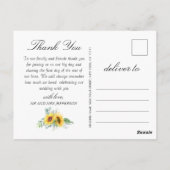 Elegante Sonnenblumen Eukalyptus RusticVielen Dank Postkarte (Rückseite)