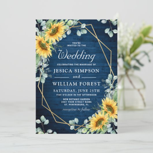 Elegante Sonnenblumen Eukalyptus Wasserfarbene Hoc Einladung (Stehend Vorderseite)
