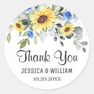 Elegante Sonnenblumen Eukalyptus Wasserfarbene Hoc Runder Aufkleber