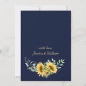 Elegante Sonnenblumen Eukalyptus Watercolor Hochze Einladung (Rückseite)