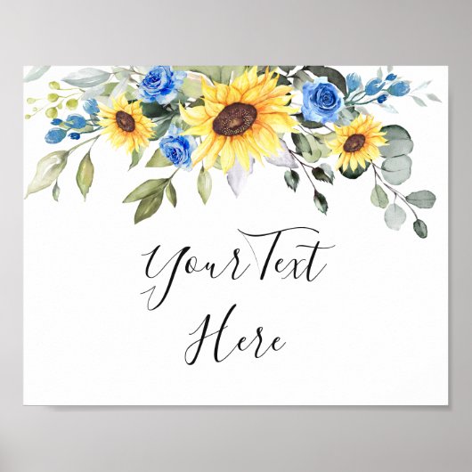 Elegante Sonnenblumen Eukalyptus Wedding Custom Si Poster (Vorne)