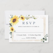 Elegante Sonnenblumen Eukalyptus Wedding RSVP Karte (Vorderseite)