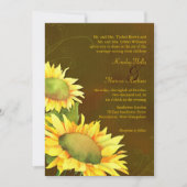 Elegante Sonnenblumen Fall Brown Wedding Einladung (Vorderseite)