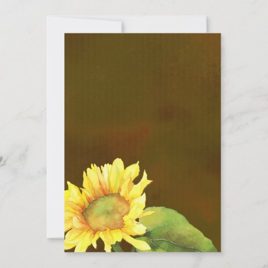 Elegante Sonnenblumen Fall Brown Wedding Einladung (Rückseite)