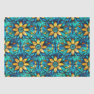 Elegante Sonnenblumen Faux-Buntglas-Muster Seidenpapier