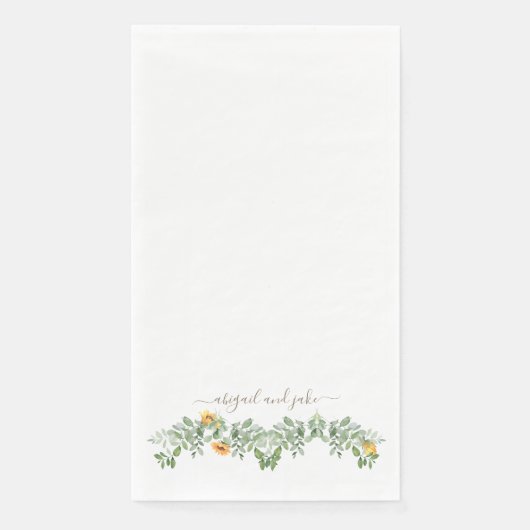 Elegante Sonnenblumen & Foliage Custom Wedding Serviette (Vorderseite)
