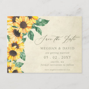 Elegante Sonnenblumen Garten Blumen Save-the-Date Ankündigungspostkarte