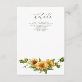 Elegante Sonnenblumen-Garten-Blumenhochzeit Begleitkarte