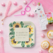 Elegante Sonnenblumen Garten Florale Hochzeit Pappteller (Party)