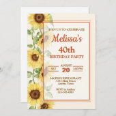 Elegante Sonnenblumen Geburtstagsparty Einladung (Vorne/Hinten)