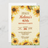 Elegante Sonnenblumen Geburtstagsparty Einladung (Vorne/Hinten)