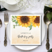 Elegante Sonnenblumen Geburtstagsparty Serviette
