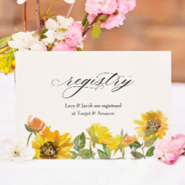 Elegante Sonnenblumen Gelbe Blütendusche Registrie Mitteilungskarte