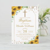 Elegante Sonnenblumen Glitzer Locarno Einladung (Stehend Vorderseite)