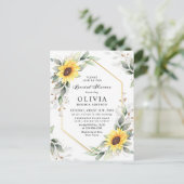 Elegante Sonnenblumen Goldene Vegetation Brautpart Postkarte (Stehend Vorderseite)