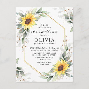 Elegante Sonnenblumen Goldene Vegetation Brautpart Postkarte