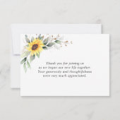 Elegante Sonnenblumen Grüne Blumen Dankeskarte (Rückseite)