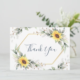 Elegante Sonnenblumen Grüne Blumen Dankeskarte