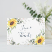 Elegante Sonnenblumen Grüne Blumen Dankeskarte (Stehend Vorderseite)