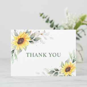 Elegante Sonnenblumen Grüne Blumen Dankeskarte