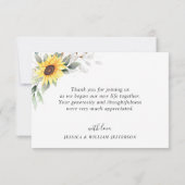 Elegante Sonnenblumen Grüne Blumen Dankeskarte (Rückseite)