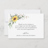 Elegante Sonnenblumen Grüne Blumen Dankeskarte (Rückseite)