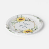 Elegante Sonnenblumen Grüne Blumenzwiese Pappteller (Schrägansicht)