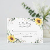 Elegante Sonnenblumen Grüne Blumenzwiese RSVP Karte (Stehend Vorderseite)