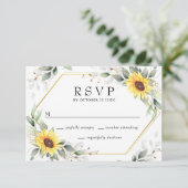 Elegante Sonnenblumen Grüne Blumenzwiese RSVP Karte (Stehend Vorderseite)