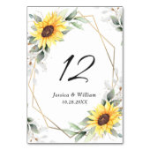 Elegante Sonnenblumen Grüne Blumenzwiese Tischnummer (Rückseite)