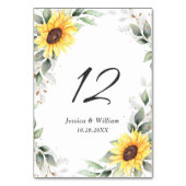 Elegante Sonnenblumen Grüne Blumenzwiese Tischnummer (Vorderseite)