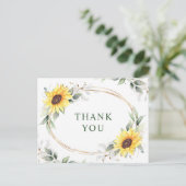 Elegante Sonnenblumen Grüne Flora Vielen Dank Postkarte (Stehend Vorderseite)