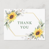 Elegante Sonnenblumen Grüne Flora Vielen Dank Postkarte (Vorderseite)