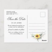 Elegante Sonnenblumen Grüne Hochzeit Retten Sie da Postkarte (Rückseite)